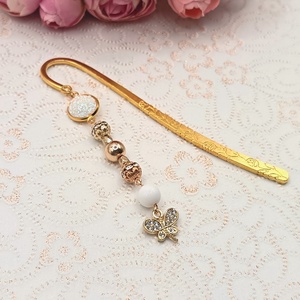 Arany könyvjelző � csillogó fehér lencsével, Könyv & Zene, Könyvjelző, Ékszerkészítés, MESKA