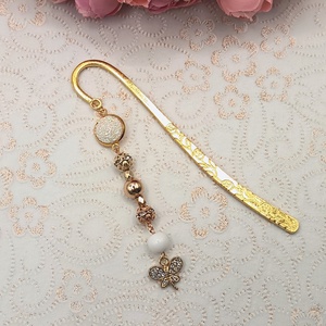 Arany könyvjelző � csillogó fehér lencsével - könyv & zene - könyvjelző - Meska.hu