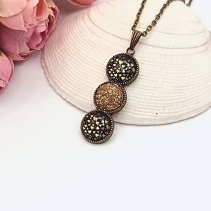 Antik bronz nyaklánc � fekete, arany szívecskés lencsével, Ékszer, Nyaklánc, Medálos nyaklánc, Ékszerkészítés, MESKA