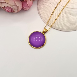 Arany nyaklánc � lila üveg lencsével, Ékszer, Nyaklánc, Medálos nyaklánc, Ékszerkészítés, MESKA