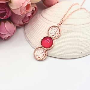 Rózsaarany nyaklánc � piros, szívecskés lencsével, Ékszer, Nyaklánc, Medálos nyaklánc, Ékszerkészítés, MESKA