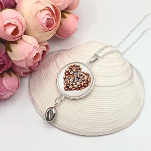 Ezüst nyaklánc � kávészív lencsével, ezüst kávészemgyönggyel, Ékszer, Nyaklánc, Medál, Ékszerkészítés, MESKA