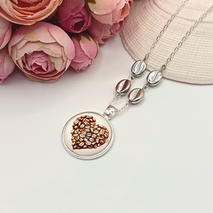 Ezüst nyaklánc � kávészív lencsével, ezüst kávészemgyönggyel, Ékszer, Nyaklánc, Medál, Ékszerkészítés, MESKA