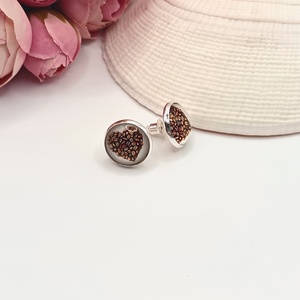 Ezüst bedugós fülbevaló � kávészív lencsékkel, Ékszer, Fülbevaló, Pötty fülbevaló, Ékszerkészítés, MESKA