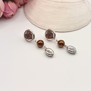 Ezüst bedugós fülbevaló � kávészív lencsével, ezüst kávészemgyönggyel, Ékszer, Fülbevaló, Pötty fülbevaló, Ékszerkészítés, MESKA