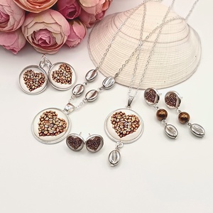 Ezüst franciakapcsos fülbevaló � kávészív lencsével - ékszer - fülbevaló - lógó fülbevaló - Meska.hu