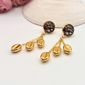 Arany bedugós fülbevaló � kávészemes lencsével, arany kávészemgyöngyökkel, Ékszer, Fülbevaló, Pötty fülbevaló, Ékszerkészítés, MESKA