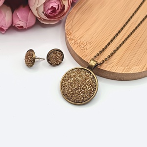 Antik bronz ékszerszett � csillogó arany lencsével, Ékszer, Ékszerszett, Ékszerkészítés, MESKA