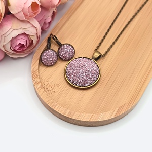 Antik bronz ékszerszett � csillogó halványlila lencsével - ékszer - ékszerszett - Meska.hu