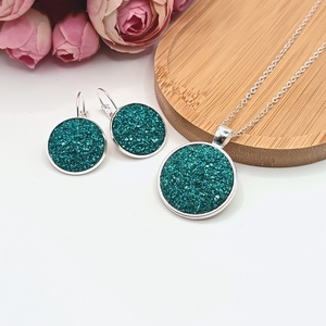 Ezüst ékszerszett � csillogó türkiz lencsével, Ékszer, Ékszerszett, Ékszerkészítés, MESKA