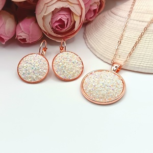 Rózsaarany ékszerszett � csillogó fehér lencsével, Ékszer, Ékszerszett, Ékszerkészítés, MESKA