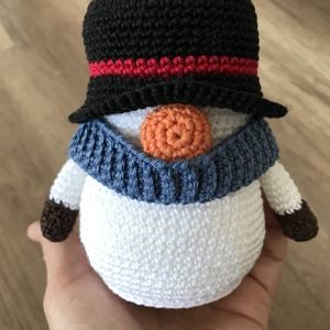 horgolt hóember - karácsony - karácsonyi lakásdekoráció - karácsonyi manók, figurák - Meska.hu