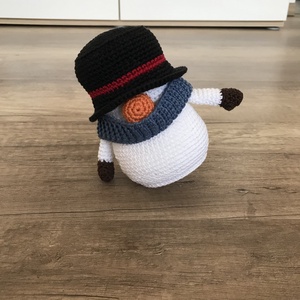 horgolt hóember - karácsony - karácsonyi lakásdekoráció - karácsonyi manók, figurák - Meska.hu