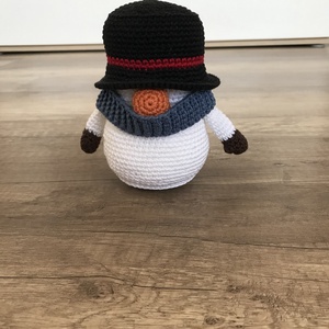 horgolt hóember - karácsony - karácsonyi lakásdekoráció - karácsonyi manók, figurák - Meska.hu