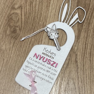 Húsvéti ajtókilincs dísz, Ünnepi díszek, dekorációk, Húsvéti díszek és dekorációk, Húsvéti ajtódísz, kopogtató, Gravírozás, pirográfia, MESKA