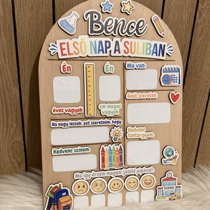Első nap a suliban � letörölhető, névre szóló fotótábla - játék & sport - motivációs jutalomtábla - Meska.hu