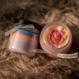 100ml Kézműves Gyertya Befőttes Üvegben � Rózsaszín Rózsa - otthon & életmód - gyertya, illat, aroma - gyertya - Meska.hu