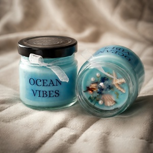 Ocean Vibes � 100 ml kézműves gyertya befőttes üvegben ?, Otthon & Életmód, Gyertya, illat, aroma, Gyertya, Gyertya-, mécseskészítés, MESKA