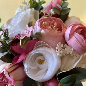 Rózsaszín ésfehér rózsás menyasszonyi örökcsokor - esküvő - menyasszonyi- és dobócsokor - Meska.hu