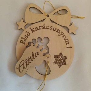 Első Karácsony, Karácsony, Karácsonyi lakásdekoráció, Karácsonyfadíszek, Famegmunkálás, Gravírozás, pirográfia, MESKA