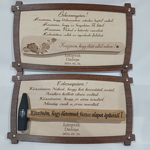 Szülő köszöntő, Esküvő, Emlék & Ajándék, Szülőköszöntő ajándék, Famegmunkálás, Gravírozás, pirográfia, MESKA
