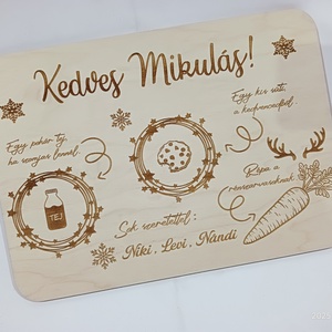 Mikulás váró tálca, Karácsony, Mikulás, Mikulás ajándékok, Famegmunkálás, Gravírozás, pirográfia, MESKA