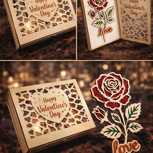 Valentin napi rózsa , Otthon & Életmód, Dekoráció, Asztal és polc dekoráció, Díszdoboz, Gravírozás, pirográfia, MESKA