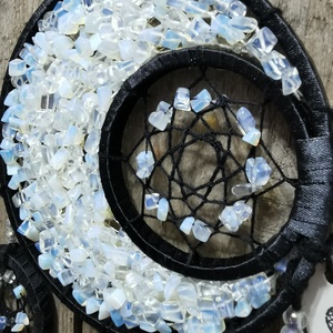 Opalit holdas, világító álomfogó - Nikolett Álomfogók - otthon & életmód - dekoráció - fali és függő dekoráció - álomfogó - Meska.hu