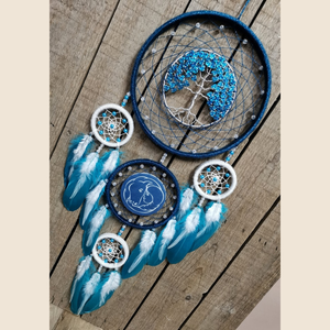 Kék rózsafás álomfogó - 5 karika - Nikolett Álomfogók - otthon & életmód - dekoráció - fali és függő dekoráció - álomfogó - Meska.hu