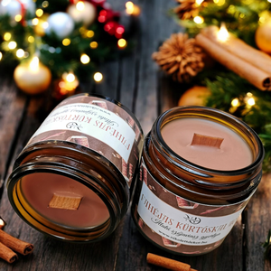 FAHÉJAS KÜRTŐSKALÁCS - SZÓJAVIASZ GYERTYA - NIKOLETT DEKOR - otthon & életmód - gyertya, illat, aroma - gyertya - Meska.hu