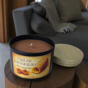 Fahéjas kürtőskalács illatú szójaviasz gyertya - 120ml - Nikolett Dekor, Otthon & Életmód, Gyertya, illat, aroma, Gyertya, Gyertya-, mécseskészítés, MESKA