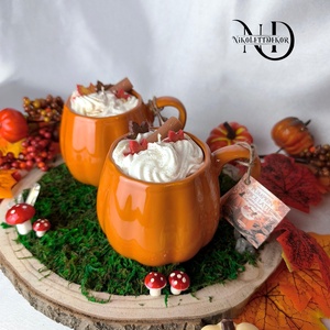 Pumpkin spice latte, Sütőtök fűszeres latte illatú szójagyertya  - Nikolett Dekor - otthon & életmód - gyertya, illat, aroma - gyertya - Meska.hu