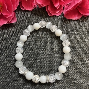 Ásványkarkötő szelenit jade hegyikristály, Ékszer, Karkötő, Ásványkarkötő, Gyöngyfűzés, gyöngyhímzés, MESKA