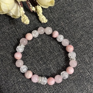 Ásványkarkötő rózsakvarc hegyikristály zebra jáspis - ékszer - karkötő - ásványkarkötő - Meska.hu