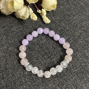 Ásványkarkötő rózsakvarc hegyikristály angelit - Meska.hu