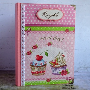 Muffinok receptkönyv, receptfüzet rózsaszín - otthon & életmód - konyhafelszerelés, tálalás - sütés, főzés - receptfüzet - Meska.hu