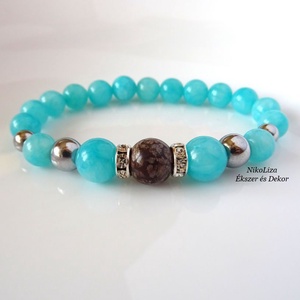 Végtelen tenger ásvány karkötő, Ékszer, Karkötő, Gyöngyös karkötő, Ékszerkészítés, MESKA