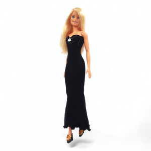 Fekete sellő-fazonú barbie ruha kristállyal - ruha barbie típusú babákhoz (a002fk) - játék & sport - baba & babaház - barbie ruhák - Meska.hu