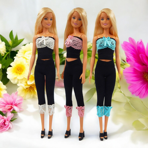 -20% GYEREKNAPRA Csinos, csipkés fekete-kék szett - ruha barbie típusú babákhoz (a011kk) - játék & sport - baba & babaház - barbie ruhák - Meska.hu