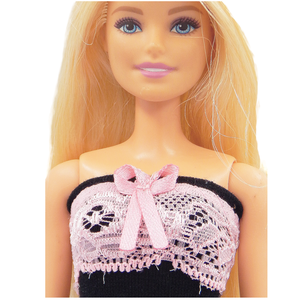 Csinos, csipkés fekete-rózsaszín szett - ruha barbie típusú babákhoz (a011rs) - játék & sport - baba & babaház - barbie ruhák - Meska.hu