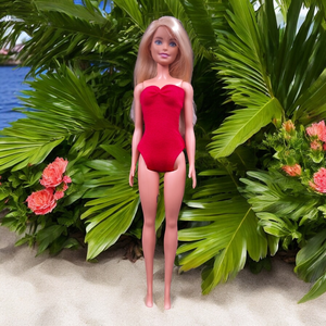 Piros body, dressz, fürdőruha- ruha barbie típusú babákhoz (a014pr), Játék & Sport, Baba & babaház, Barbie ruhák, Varrás, MESKA