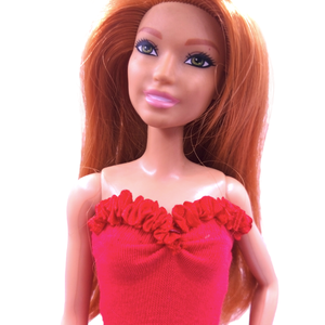Extra hosszú fodros sellő fazonú estélyi ruha, piros - ruha barbie típusú babákhoz (a020pr) - játék & sport - baba & babaház - barbie ruhák - Meska.hu