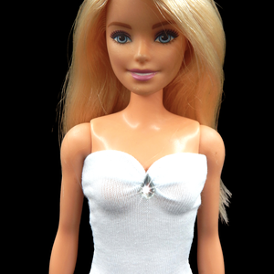 Elegáns hófehér ruha csepp alakú ékkővel - ruha barbie típusú babákhoz (a023fh) - játék & sport - baba & babaház - barbie ruhák - Meska.hu
