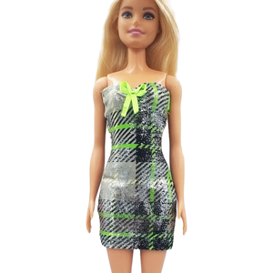 Csillogó, fényes kockás barbie ruhácska  - ruha barbie típusú babákhoz (a026ez) - játék & sport - baba & babaház - barbie ruhák - Meska.hu