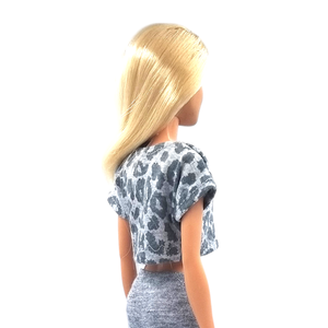 Oversized, szürke párducmintás rövid barbie póló  - ruha barbie típusú babákhoz (a034sp) - játék & sport - baba & babaház - barbie ruhák - Meska.hu