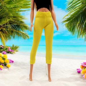 Élénk sárga barbie capri nadrág, harisnya, leggings  - ruha barbie típusú babákhoz (a036cs), Játék & Sport, Baba & babaház, Barbie ruhák, Varrás, MESKA