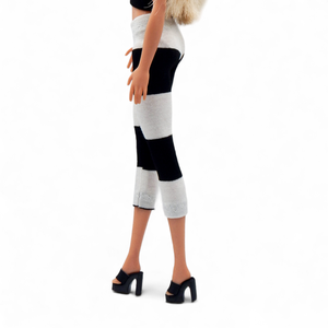 Fekete-fehér csíkos barbie capri nadrág, harisnya, leggings  - ruha barbie típusú babákhoz (a036ff) - játék & sport - baba & babaház - barbie ruhák - Meska.hu