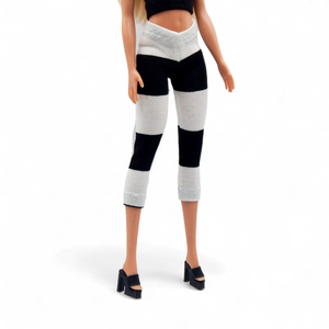 Fekete-fehér csíkos barbie capri nadrág, harisnya, leggings  - ruha barbie típusú babákhoz (a036ff) - játék & sport - baba & babaház - barbie ruhák - Meska.hu