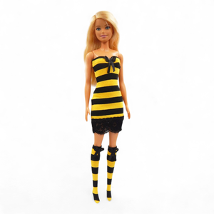 Méhecske csíkos barbie miniruha csipkével  - ruha barbie típusú babákhoz (a037eg) - játék & sport - baba & babaház - barbie ruhák - Meska.hu