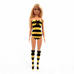 Méhecske csíkos térd fölé érő harisnya, zokni - ruha barbie típusú babákhoz (b004mh) - játék & sport - baba & babaház - barbie ruhák - Meska.hu